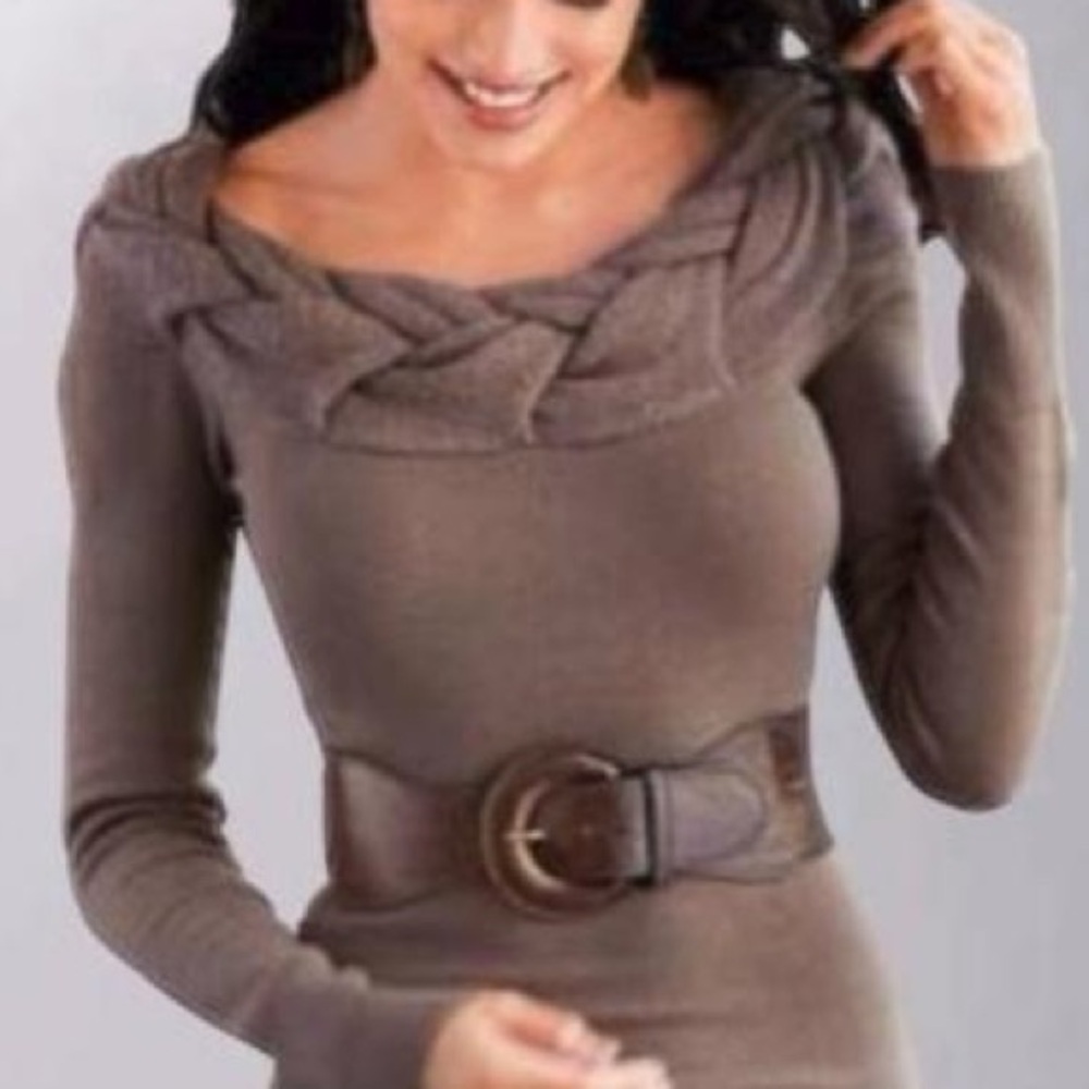 Stylish Grey Cowl Neck Sweater by Deb Size S